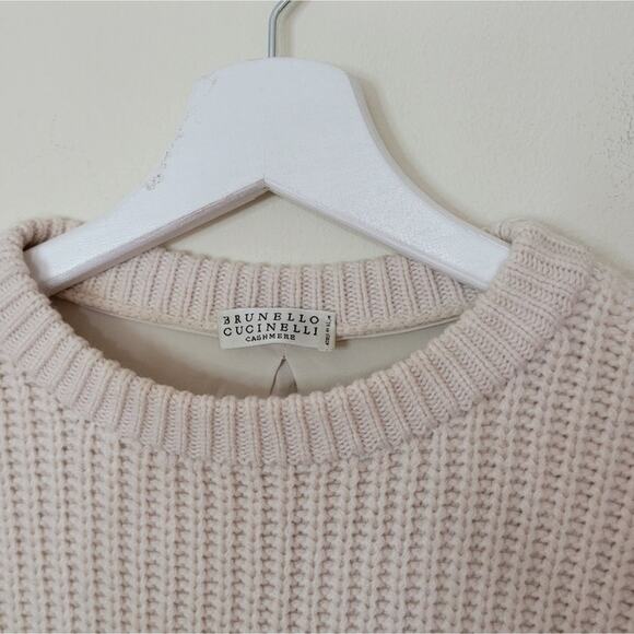 Brunello Cucinelli Blush Baby Pink Cashmere Silk Sweater Small b22 - Picture 4 of 12